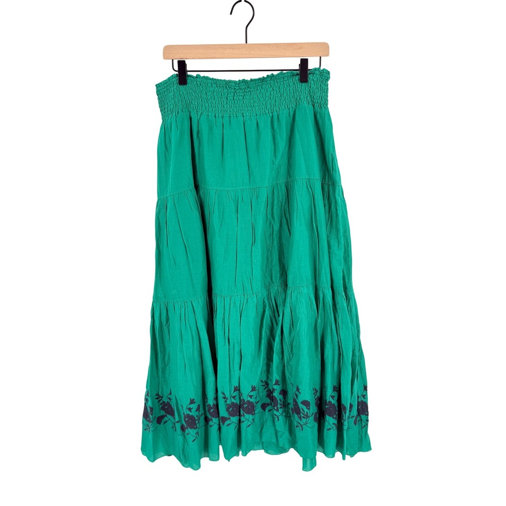 Vintage Y2K Old‎ Navy Maxi Skirt Large Embroidered Tiered Smocked Boho Peasant